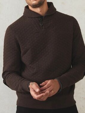 Billy Reid Quilted Brown Sweater with Black Elbow Patches